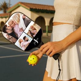 Familienfoto-Collage mit Monogramm Pickleball Schläger