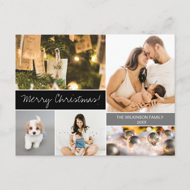 Familienfoto Collage Moderne frohe Weihnachten (Vorderseite)