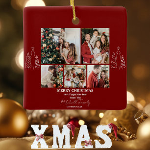 Familienfoto Collage, Moderne, Minimalistische Wei Keramikornament