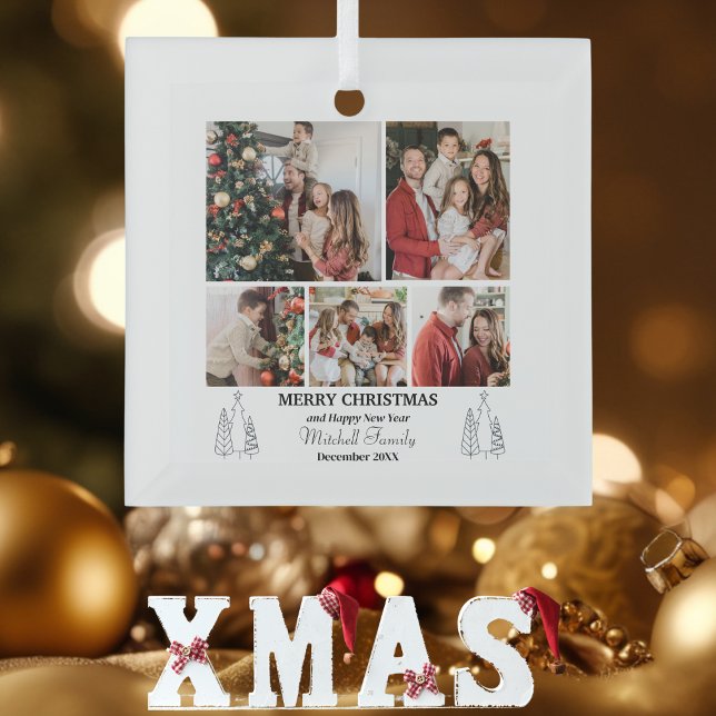 Familienfoto Collage, Moderne, Minimalistische Wei Ornament Aus Glas (Von Creator hochgeladen)