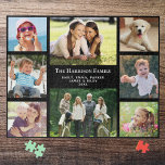 Familienfoto Collage Personalisiert Black<br><div class="desc">Ein lustiges Foto-Collage Puzzle halten,  dass Ihre Familie schätze und genießen für Jahre. Sie können mit acht Fotos der Familie,  Ihrem Familiennamen und Ihren Vornamen und dem Jahr oder anderen benutzerdefinierten Text in Weiß auf schwarzem Hintergrund personalisieren.</div>