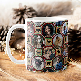 Familienfoto Collage Red Black Buffalo Karierte Qu Kaffeetasse
