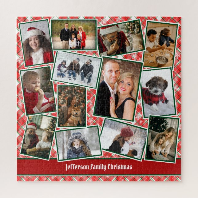 Familienfoto Collage Red Green Weihnachten (Vertikal)