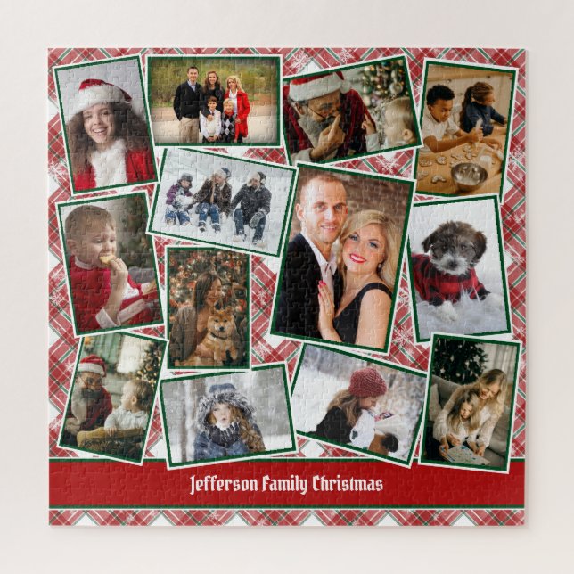 Familienfoto Collage Red Green Weihnachten (Vertikal)