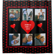 Familienfoto Collage Red Hearts Schwarzer Hintergr
