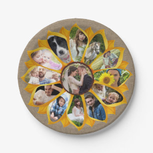 Familienfoto Collage Sonnenblumen Burlap 13 Pics E Pappteller