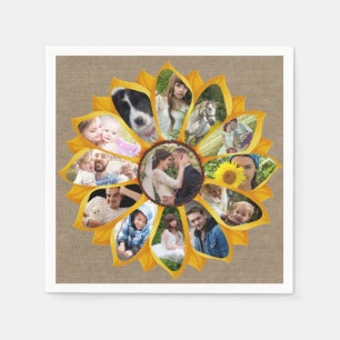 Familienfoto Collage Sonnenblumen Burlap 13 Pics E Serviette