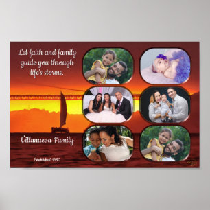 Familienfoto-Collage Sonnenuntergang 1124 Kunstpri Poster