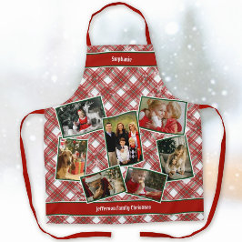Familienfoto Collage und Name Weihnachten Kariert Schürze