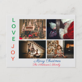 Familienfoto Collage Vier Fotos Frohe Weihnachten Postkarte