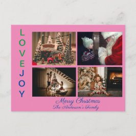 Familienfoto Collage Vier Fotos Frohe Weihnachten  Postkarte
