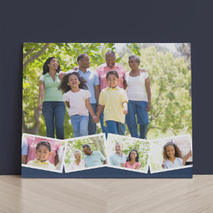 Familienfoto Collage w. Zigzag Foto Strip - Blau Künstlicher Leinwanddruck