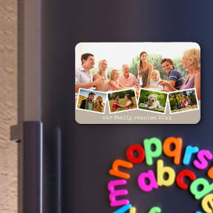 Familienfoto-Collage Zickzack-Fotostreifen Beige Magnet