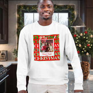 Familienfoto Festliches Retro Rot Grün Weihnachten Sweatshirt