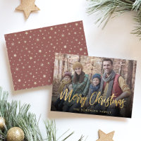 Familienfoto Frohe Weihnachten Goldschrift