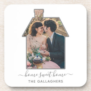 Familienfoto Hausform Einweihungsgeschenk Hochzeit Getränkeuntersetzer