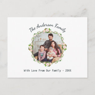 Familienfoto im Blumenkreis mit Wasserfarbenrosen Postkarte