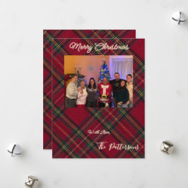 Familienfoto Karo Weihnachten Flach Grußkarte