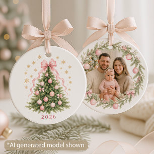 Familienfoto-Kokette-Schleife Keramik Ornament