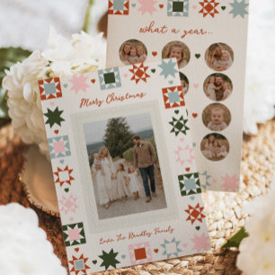 Familienfoto-Quilt-Weihnachtskarte Feiertagskarte
