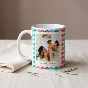 Familienfoto Retro Atom-Schneeflocke Weihnachten Kaffeetasse