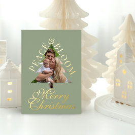 Familienfoto Tannenbaum Gold Schrift grün echt Folieneinladung