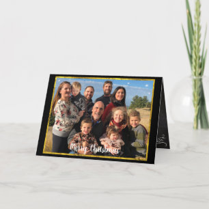 Familienfoto Weihnachten Gold & Schultafel Element