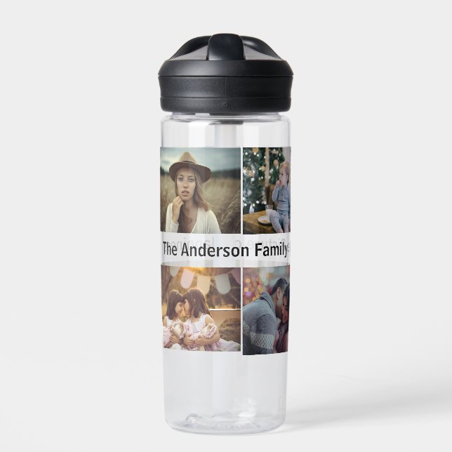 FamilienfotoCollage 8 Benutzerdefinierte Bilder |  Trinkflasche (Vorderseite)