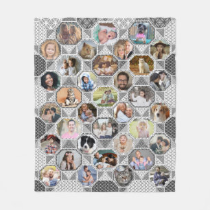 FamilienfotoCollage Easy Gray Quilt Look 35 Bilder Fleecedecke