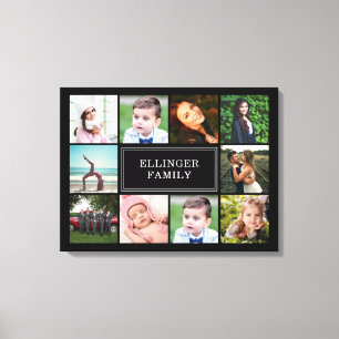 FamilienfotoCollage Schwarze Canvas Print Leinwanddruck