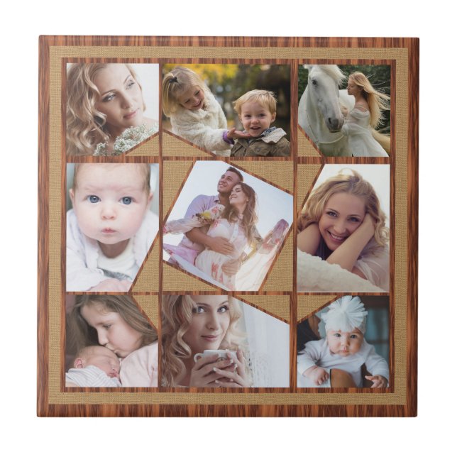 Familienfotografie Collage 9 Instagram Pics Holzof Fliese (Vorderseite)