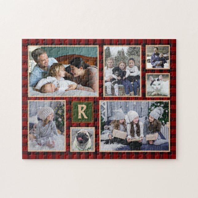 Familienfotokollage Mit Monogramm Red Buffalo Kari (Horizontal)