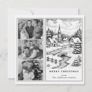 Familienfotos Weihnachten Dorf im Winter