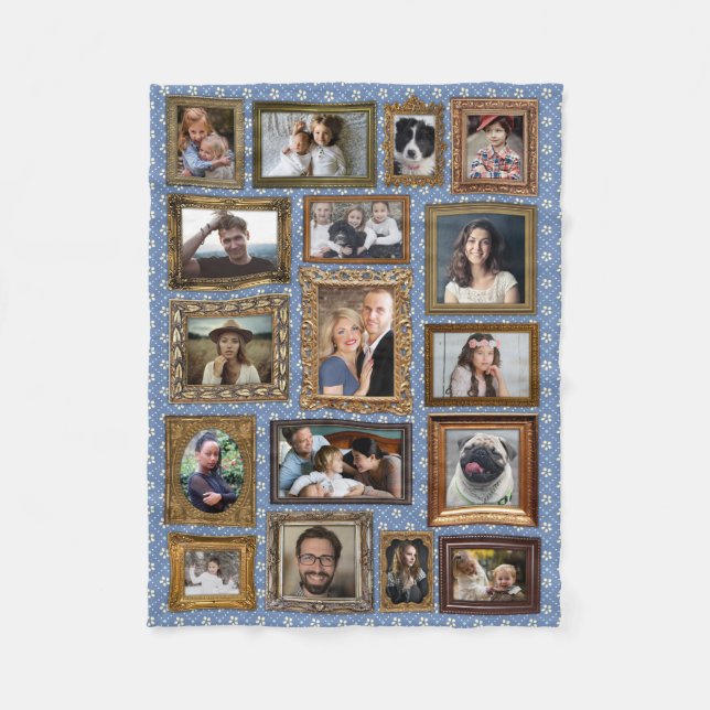 Familienfotosammlung 17 Bilder Extravaganten Rahme Fleecedecke (Vorderseite)