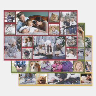 Familienfotosammlung 36 Bilder 3 Farben Maßgeschn Geschenkpapier Set