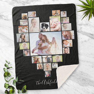 Familienfotosammlung Herz 25 Bilder Name Schwarz Sherpadecke