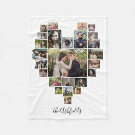 Familienfotosammlung Herz 25 Bilder Name Weiß Fleecedecke