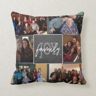 Familienfreude 6 Foto Handlettered Chalkboard Tren Kissen