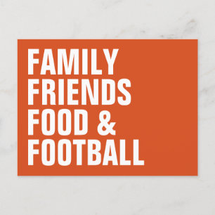 Familienfreunde essen Erntedank Orange Einladungspostkarte