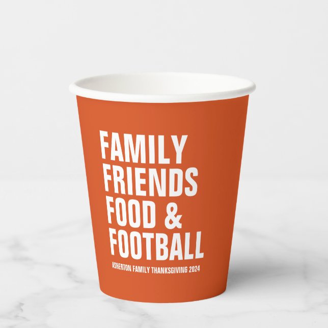 Familienfreunde essen Erntedank Orange Pappbecher (Vorderseite)