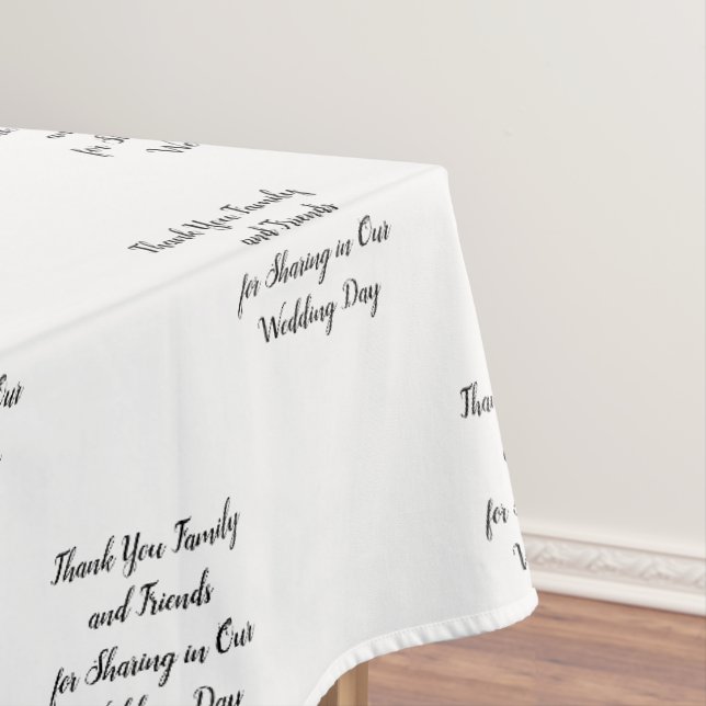 Familienfreunde Hochzeitsempfangstypografie Tischdecke (Beispiel)