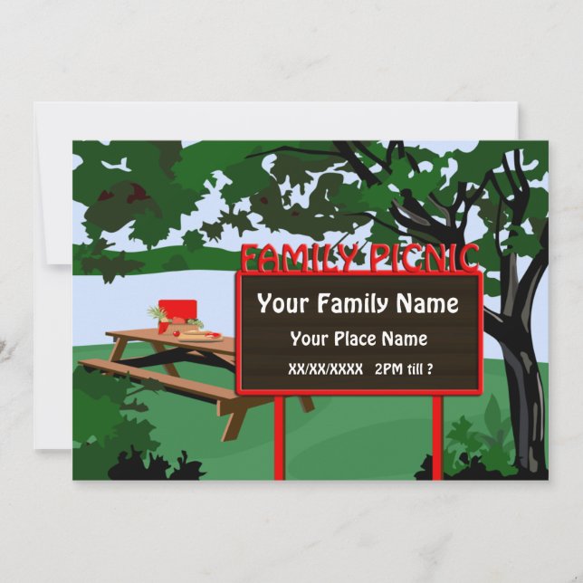 Familienfreundliches Picnic Park Landschaft Einlad Einladung (Vorderseite)