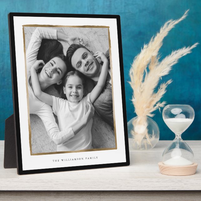 Familiengedächtnis, elegantes Schwarz-Gold-Rahmen- Fotoplatte (Seite)