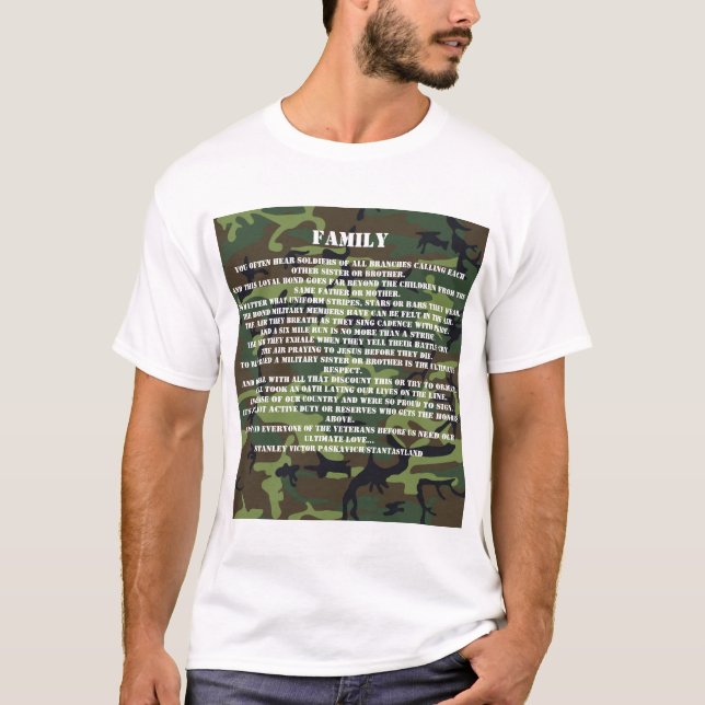Familiengedicht des Militärbruders und Schwester T-Shirt (Vorderseite)