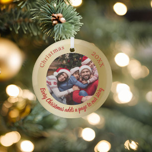 Familiengeschichten aus Gold und Rot Foto Weihnach Ornament Aus Glas