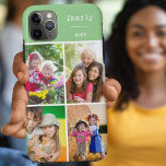 Familiengrün 4 FotoCollage Custom Case-Mate iPhone Hülle<br><div class="desc">Erstellen Sie Ihre eigene individuelle Telefonzelle für iPhone 11 pro max und viele andere Modelle. Das Design verfügt über eine Rastermuster-Foto-Collage mit 4 Ihrer Lieblings-Fotos, Ihrem Namen und dem Wort "Familie". Die Fotovorlage ist für Sie bereit, um Ihre Fotos hinzuzufügen, und arbeitet im Uhrzeigersinn von oben verlassen. Das Design hat...</div>
