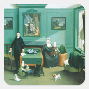 Familiengruppe, c.1810 quadratischer aufkleber