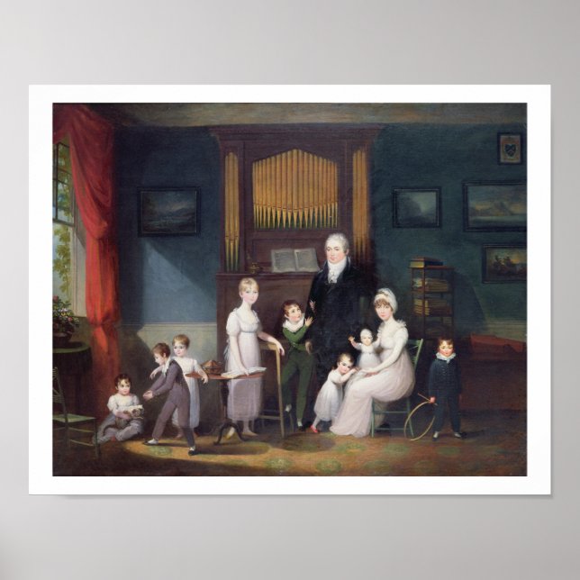 Familiengruppe im Inneren, c.1800 Poster (Vorne)