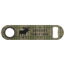 Familienhaus Moose Pine Bäume Weide Grün Kariert Speed Flaschenöffner