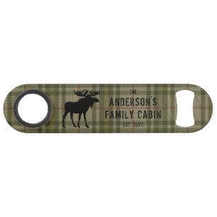 Familienhaus Moose Pine Bäume Weide Grün Kariert Speed Flaschenöffner
